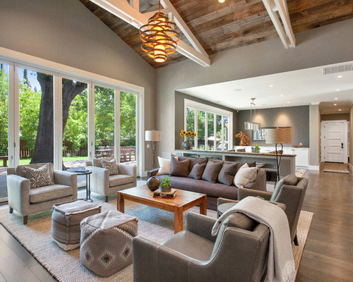 living room with high ceilings