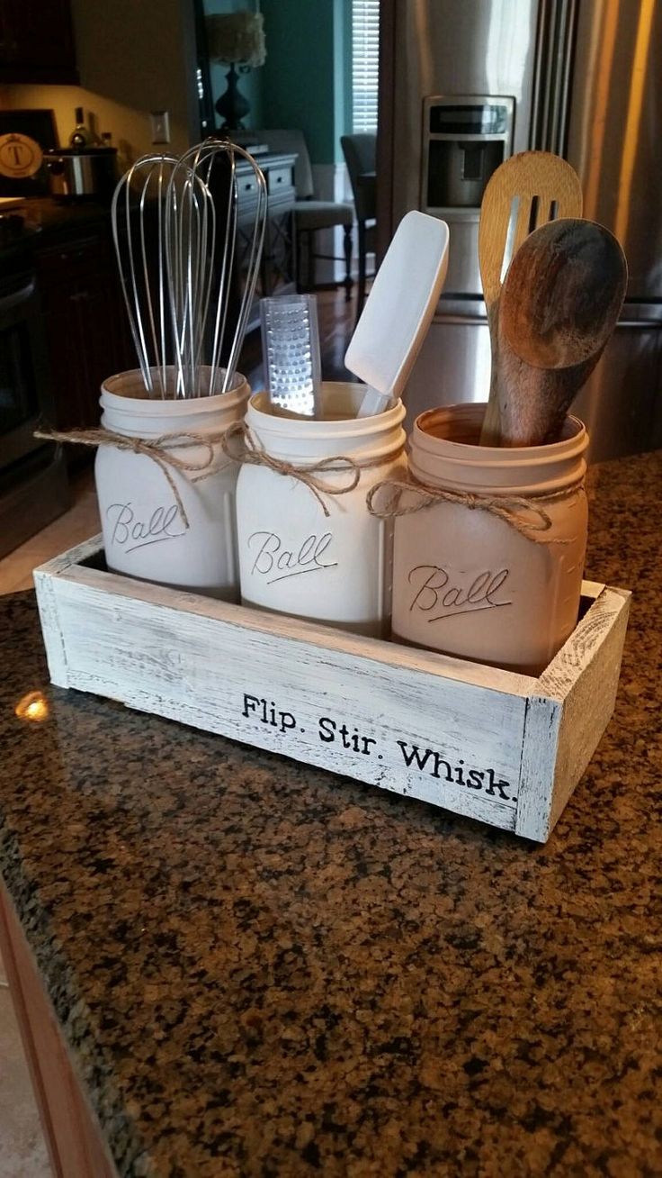 table top kitchen decor with jars