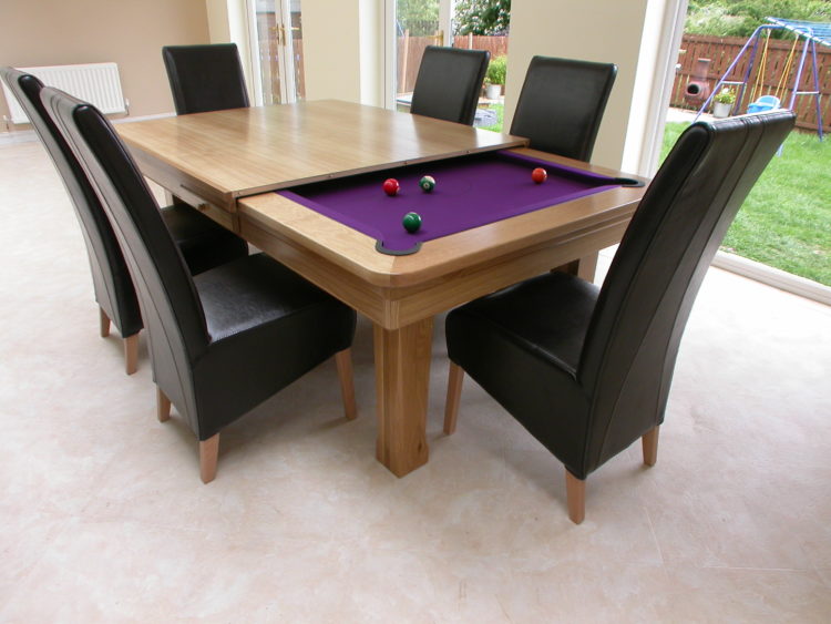 purple pool table dining table