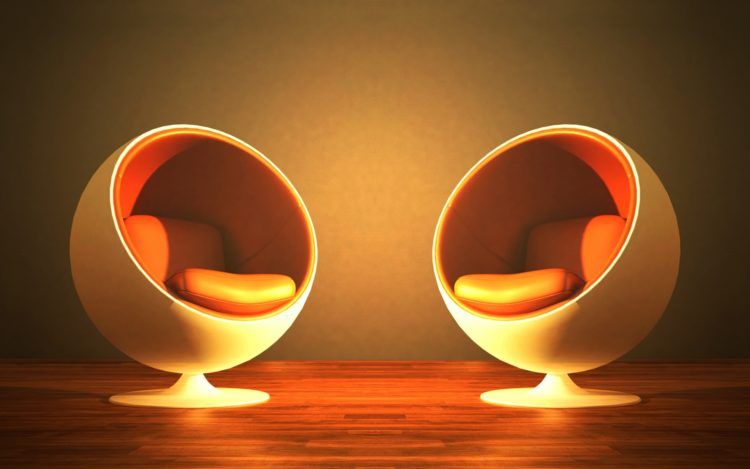 orange and white circle chair