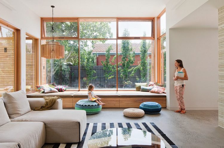 bay window with bench