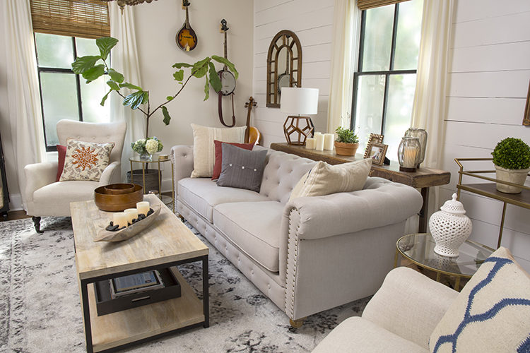 beautifully balanced modern farmhouse living room