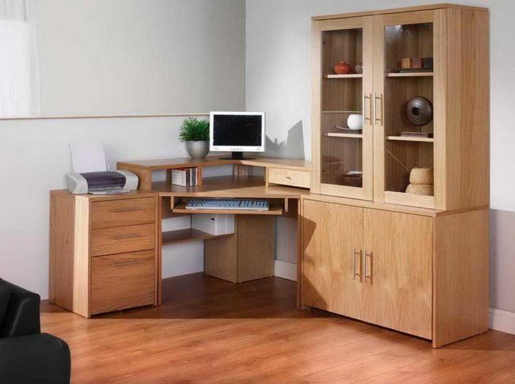 natural brown computer desk with armoire