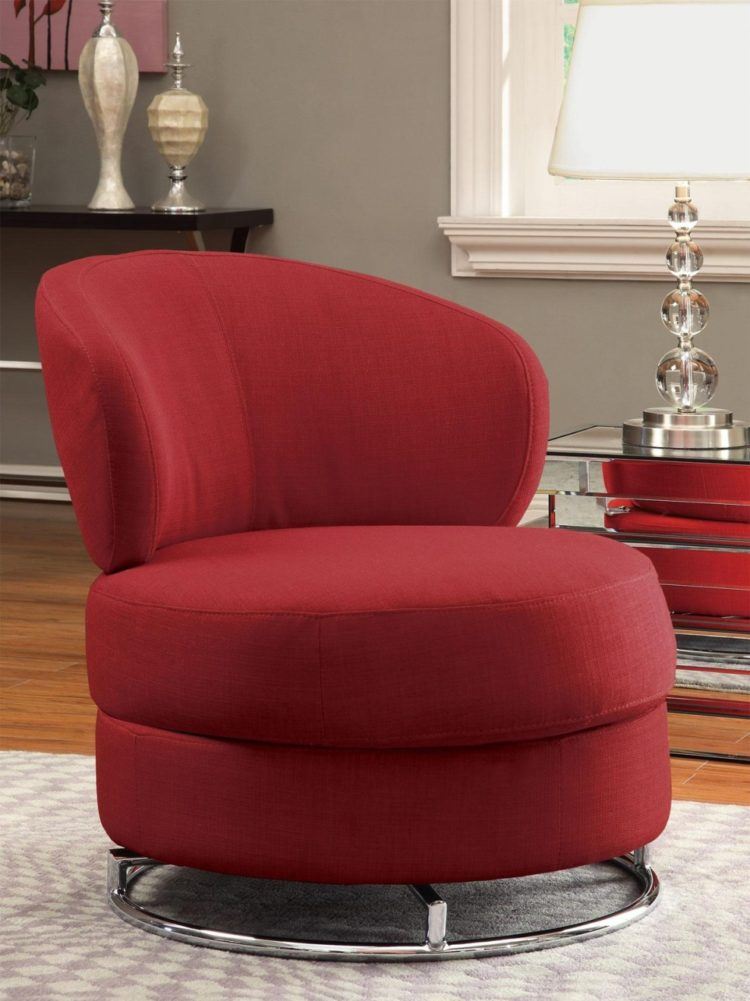 bold red round swivel chair