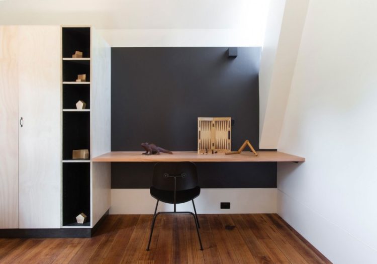 built-in wooden desk