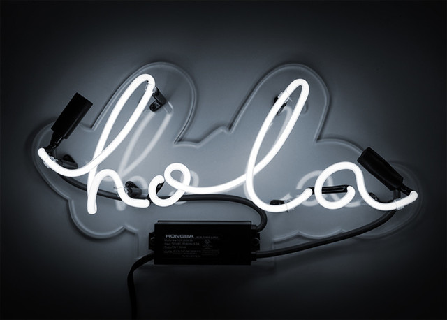 cool contemporary hola light sign