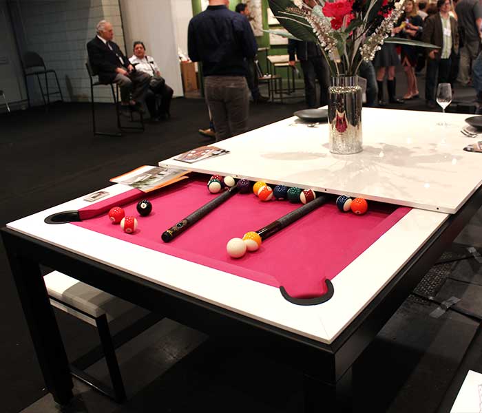 white pool table with dining table cover