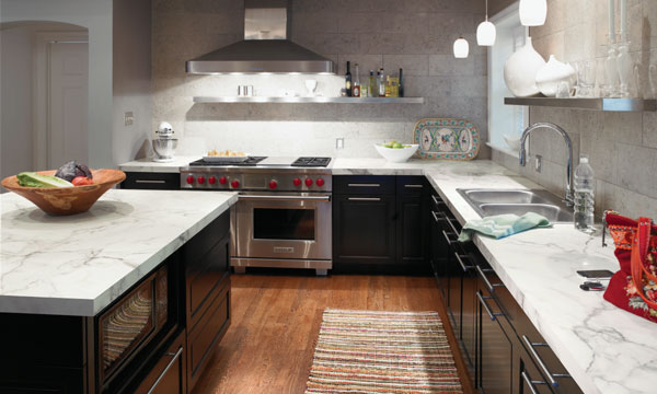 kitchen with faux marble