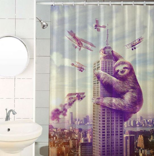 funny sloth shower curtain