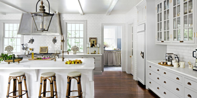 beautiful white kitchen with wood floor