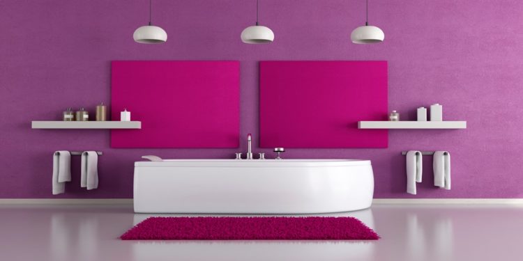 purple monochromatic bathroom color scheme