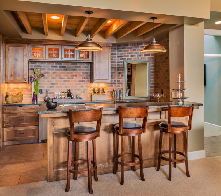 modern rustic home bar