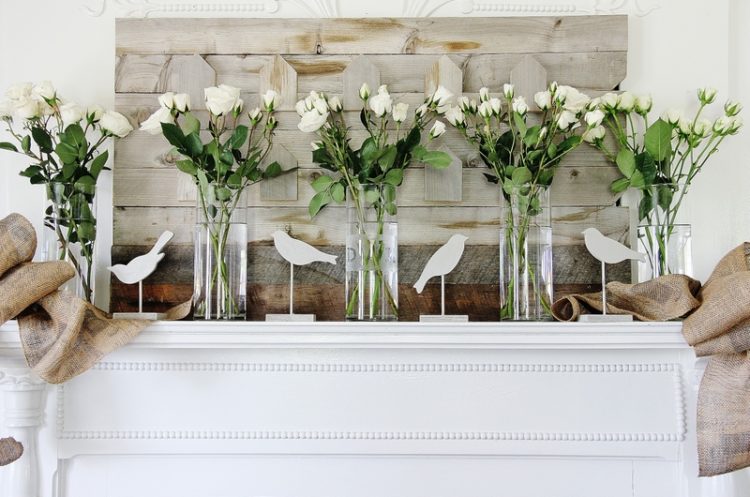 cool spring mantel decor