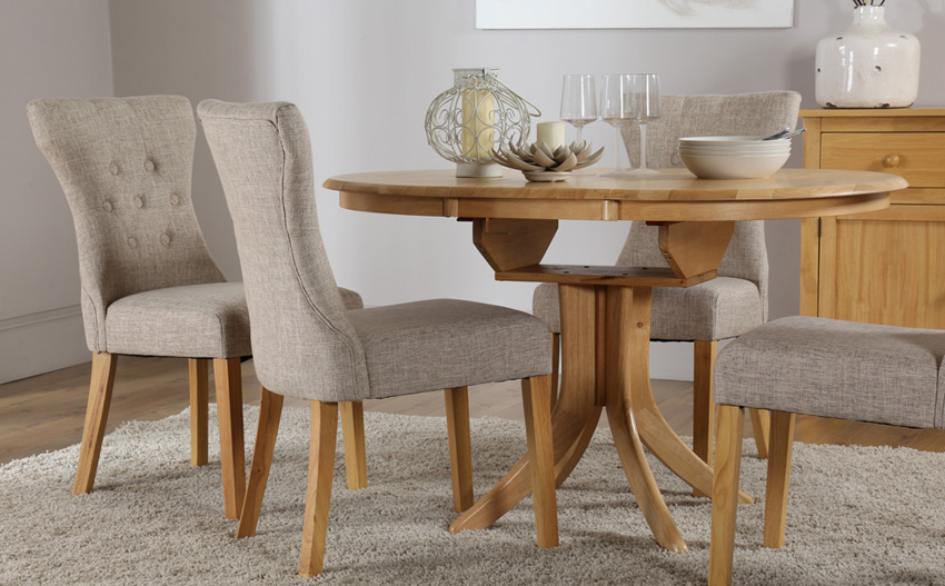 beautiful round dining table and chairs