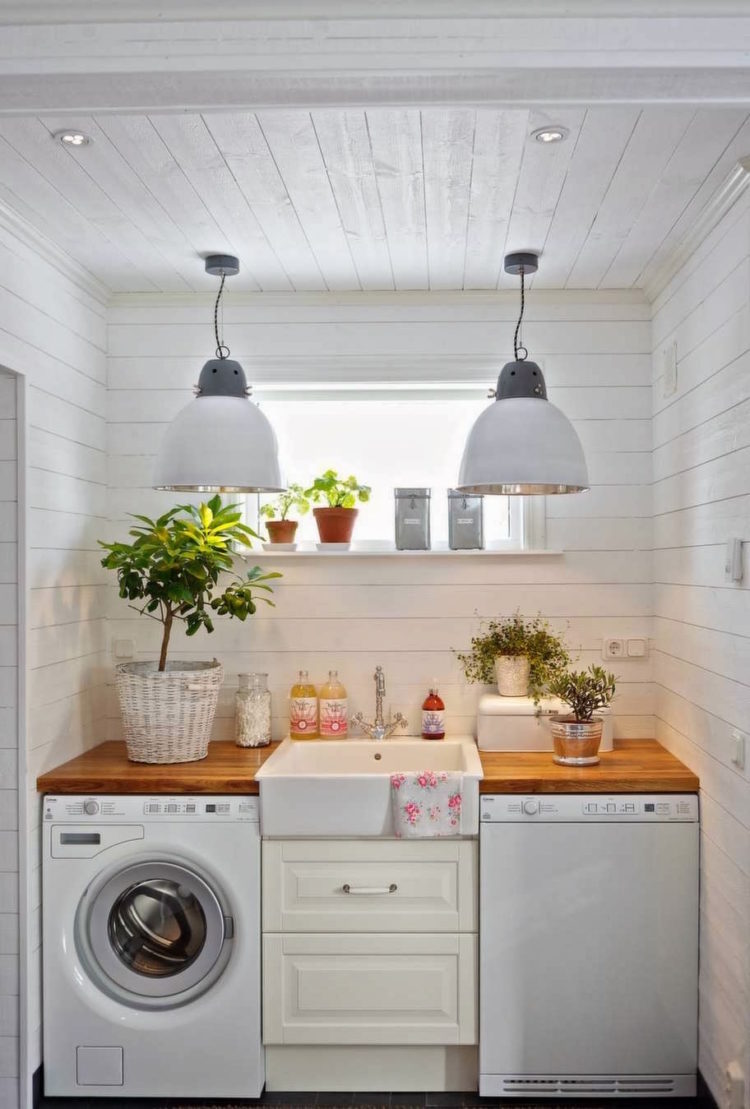 small white laundry room