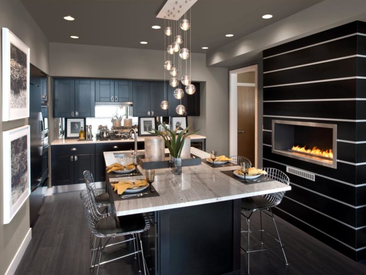 modern kitchen with island seating