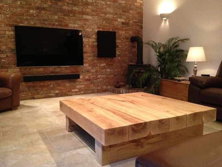 large wooden coffee table