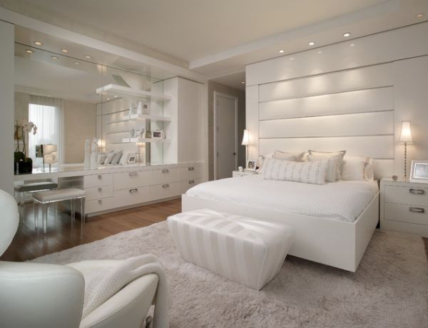 bedroom with all white decor