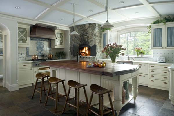 kitchen island with wood top