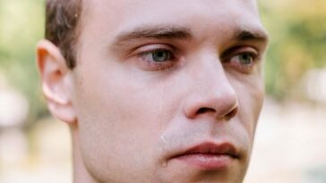 Man in Black Collared Shirt Crying