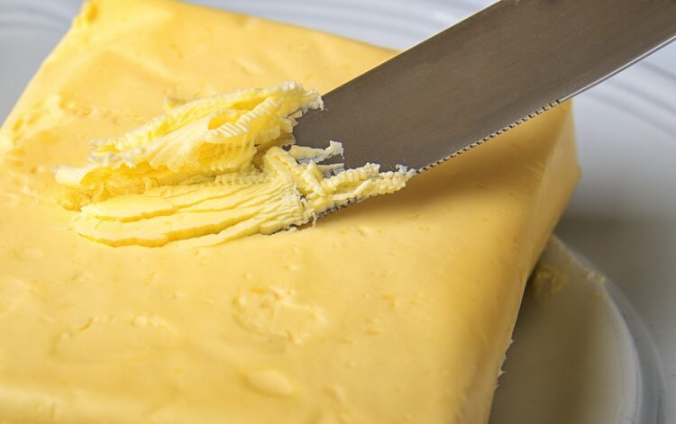 butter, knife, ingredient