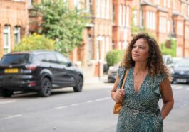 a woman walking on the street