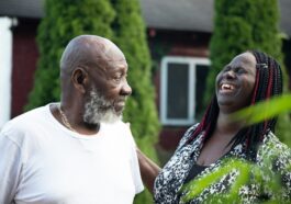 a man and woman laughing