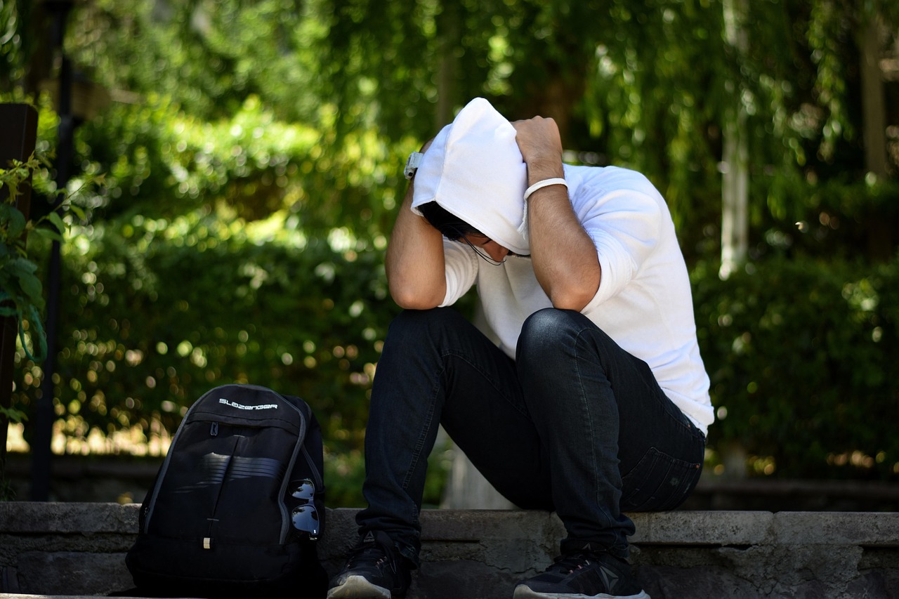sad, upset, depression, unhappy, stress, homeless, depressed, people, young, sadness, emotion, person, worried, alone, problem, lonely, adult, thinking, man, male, hoody, sneakers, sunglasses, backpack, outdoor, upset, upset, depression, stress, stress, stress, stress, stress, worried