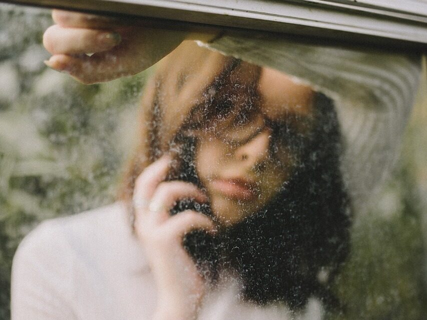 people, girl, woman, talking, phone, communication, blur, glass