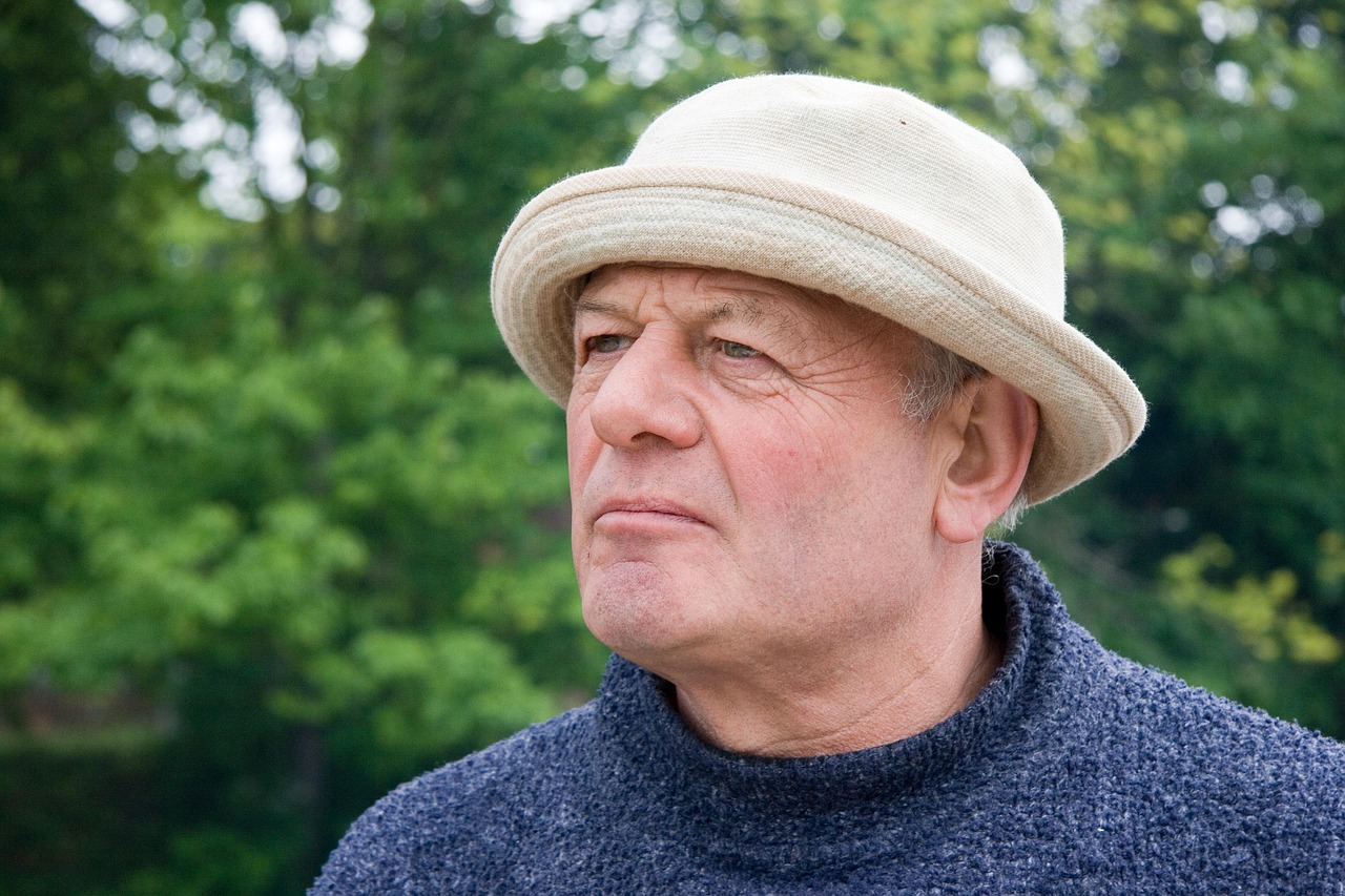 man, thinking, hat
