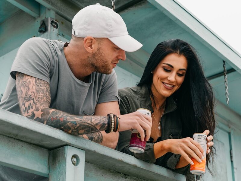 smiling woman and man