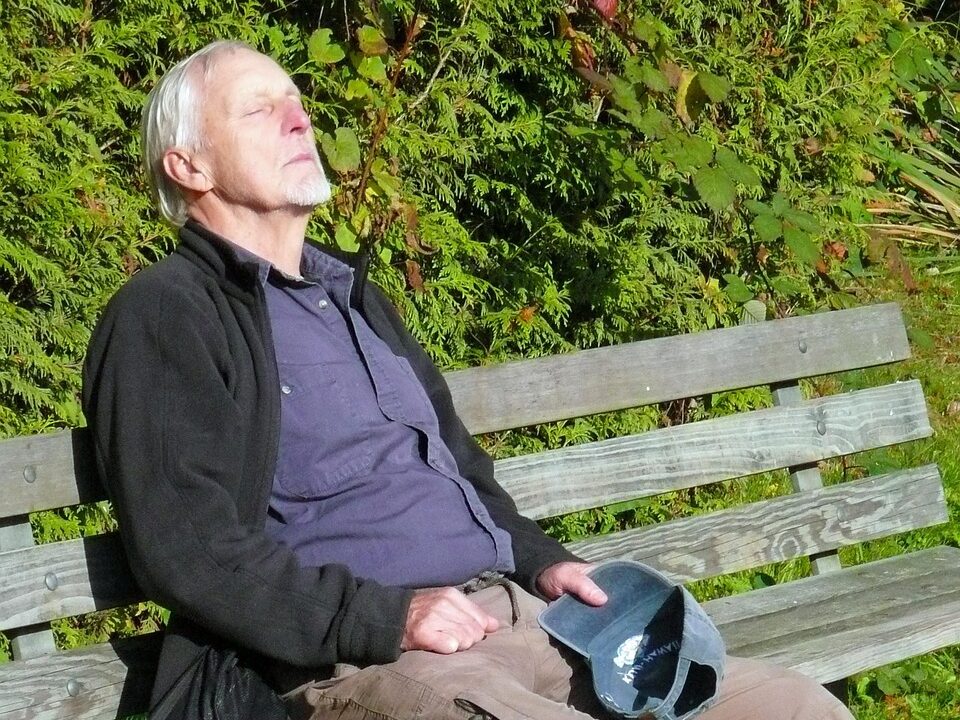 resting, old, man, human, bench, person, park