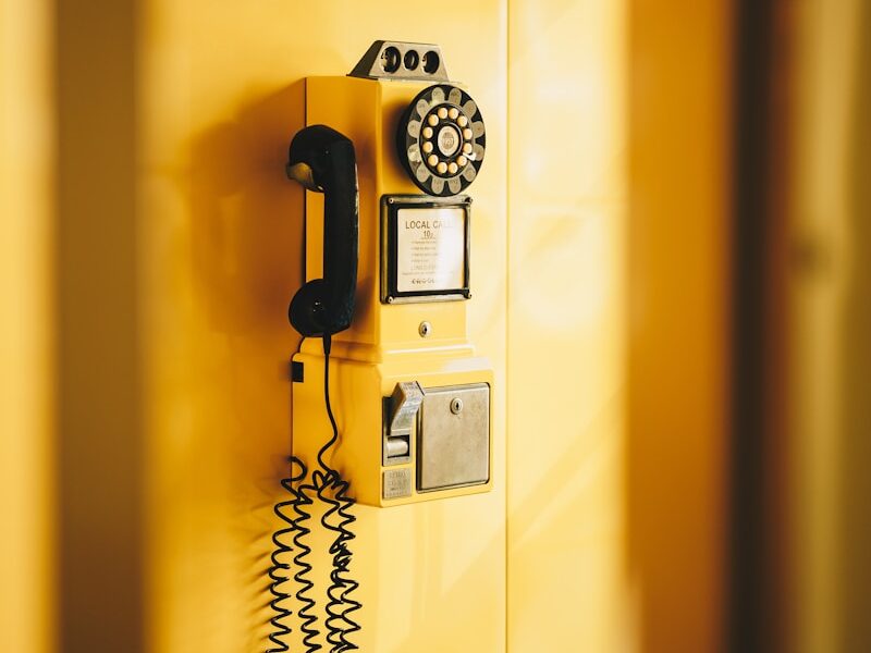 a telephone on a wall
