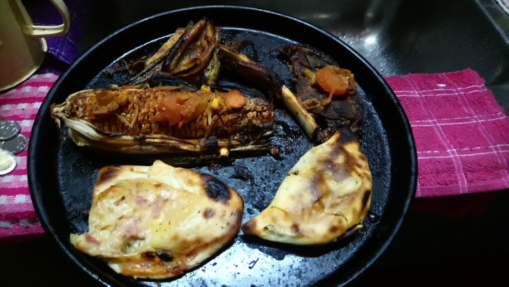 a plate of food that is on a table