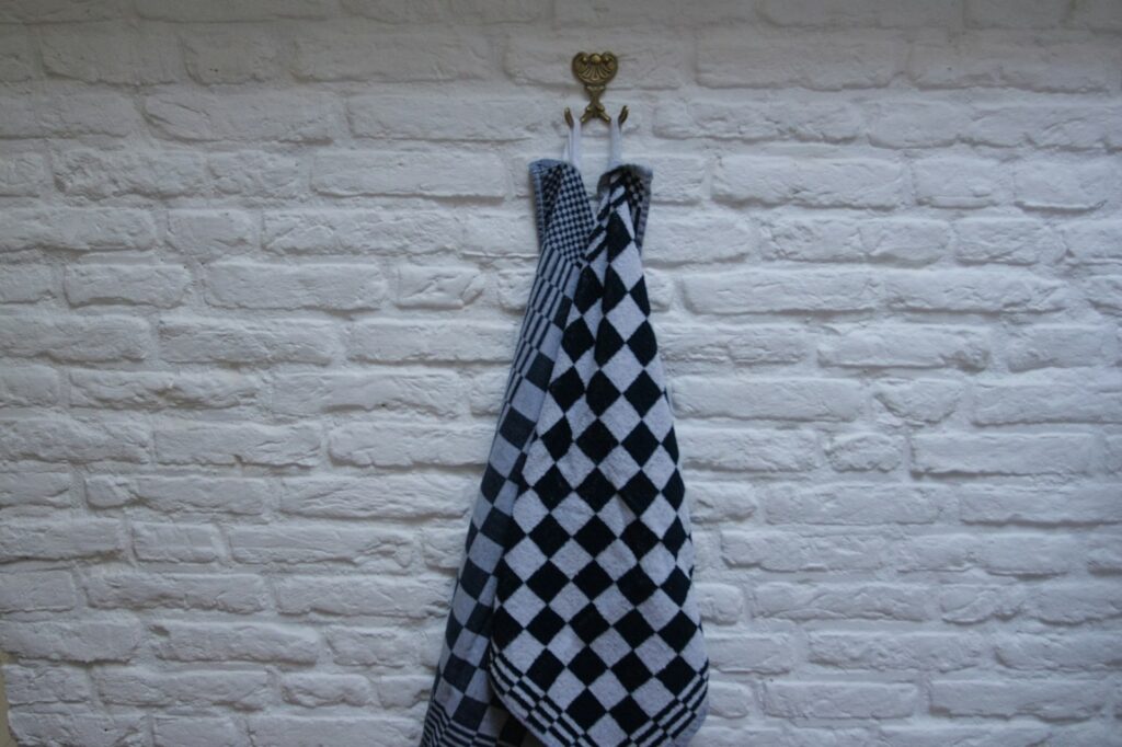 black and white checkered textile