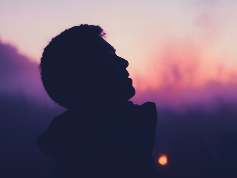 man looking up
