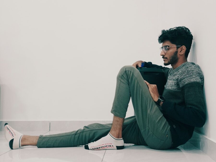 a person sitting on the floor
