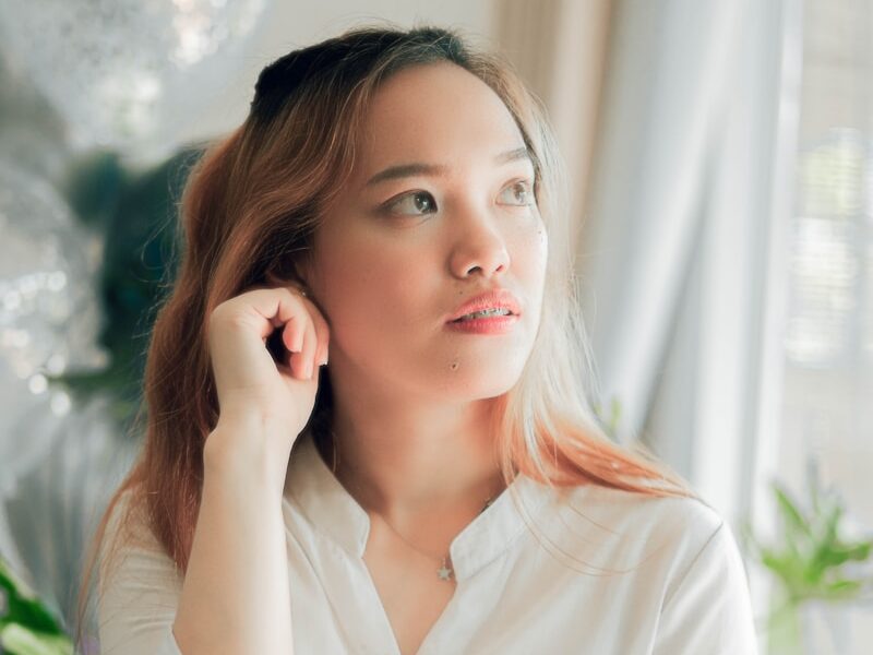 woman in white dress shirt
