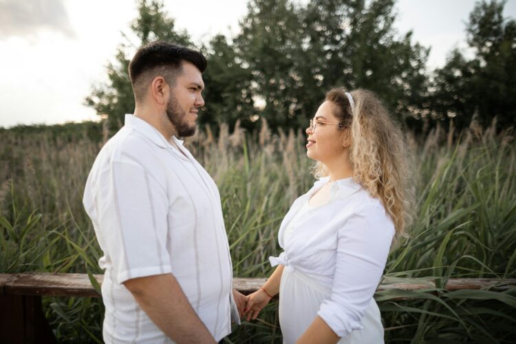 A couple shares a loving moment.