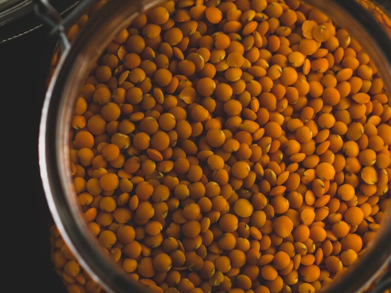 brown beans in stainless steel cooking pot