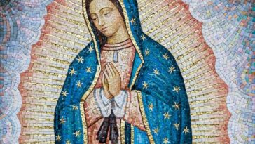 a mosaic of the virgin mary of guadalupe