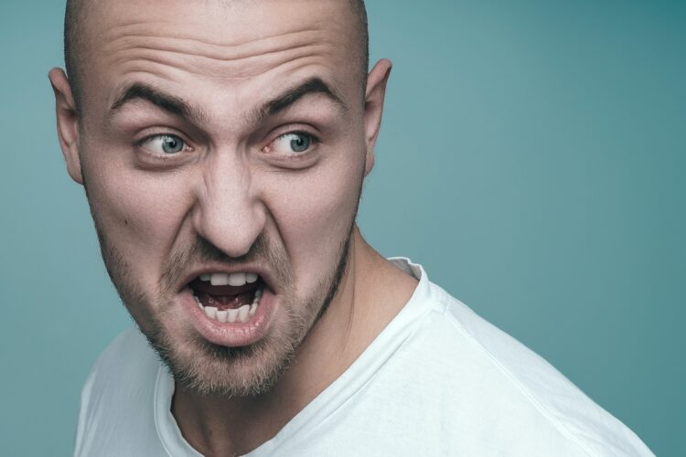 a man with a surprised expression