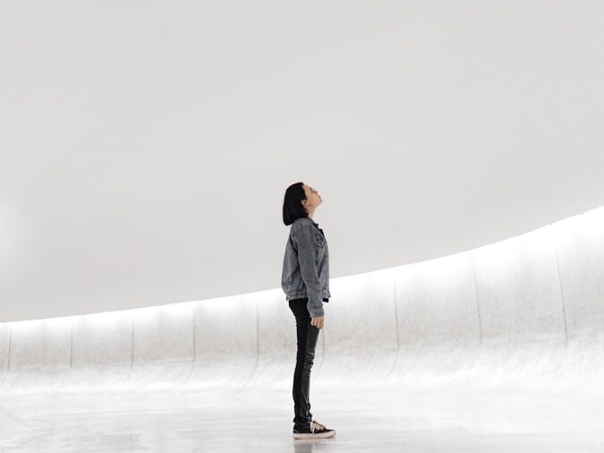 woman standing on ice