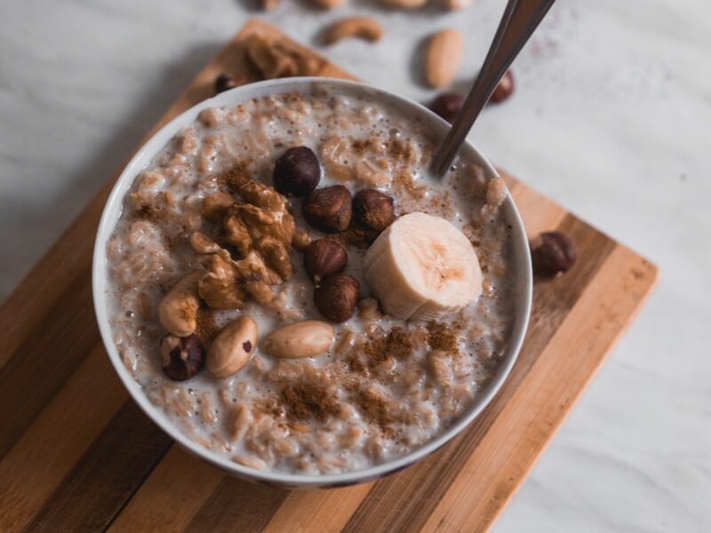 oatmeal in white bowl
