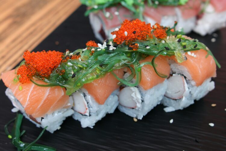 a plate of sushi