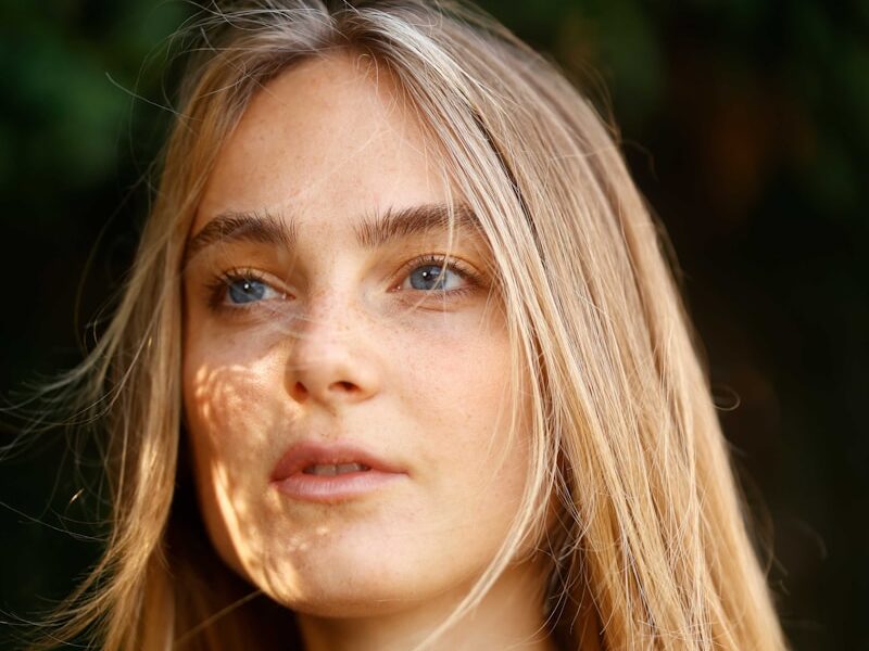 a woman with long hair