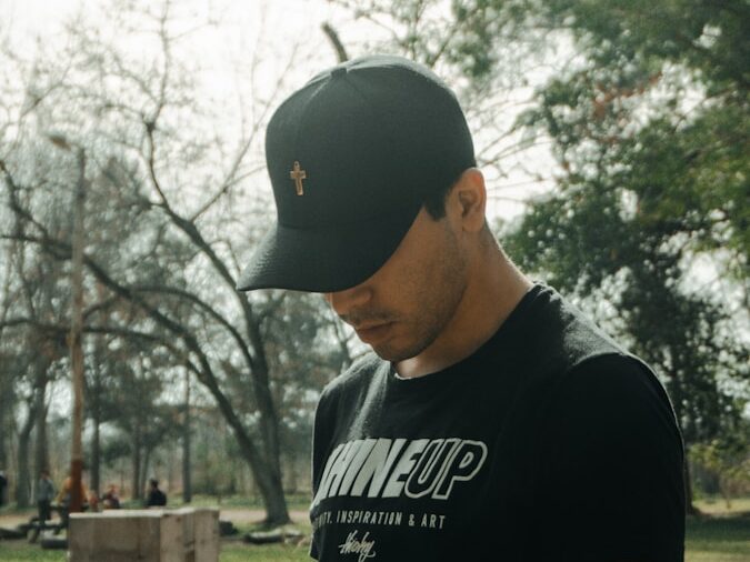 a man in a black shirt