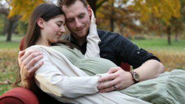 a man and woman hugging