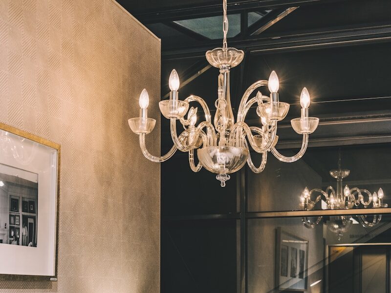 glass chandelier inside room