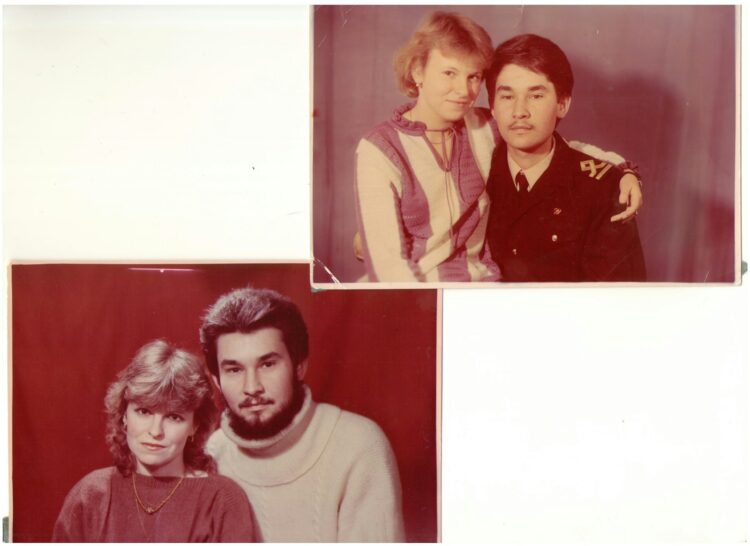 two collage photo of man and woman